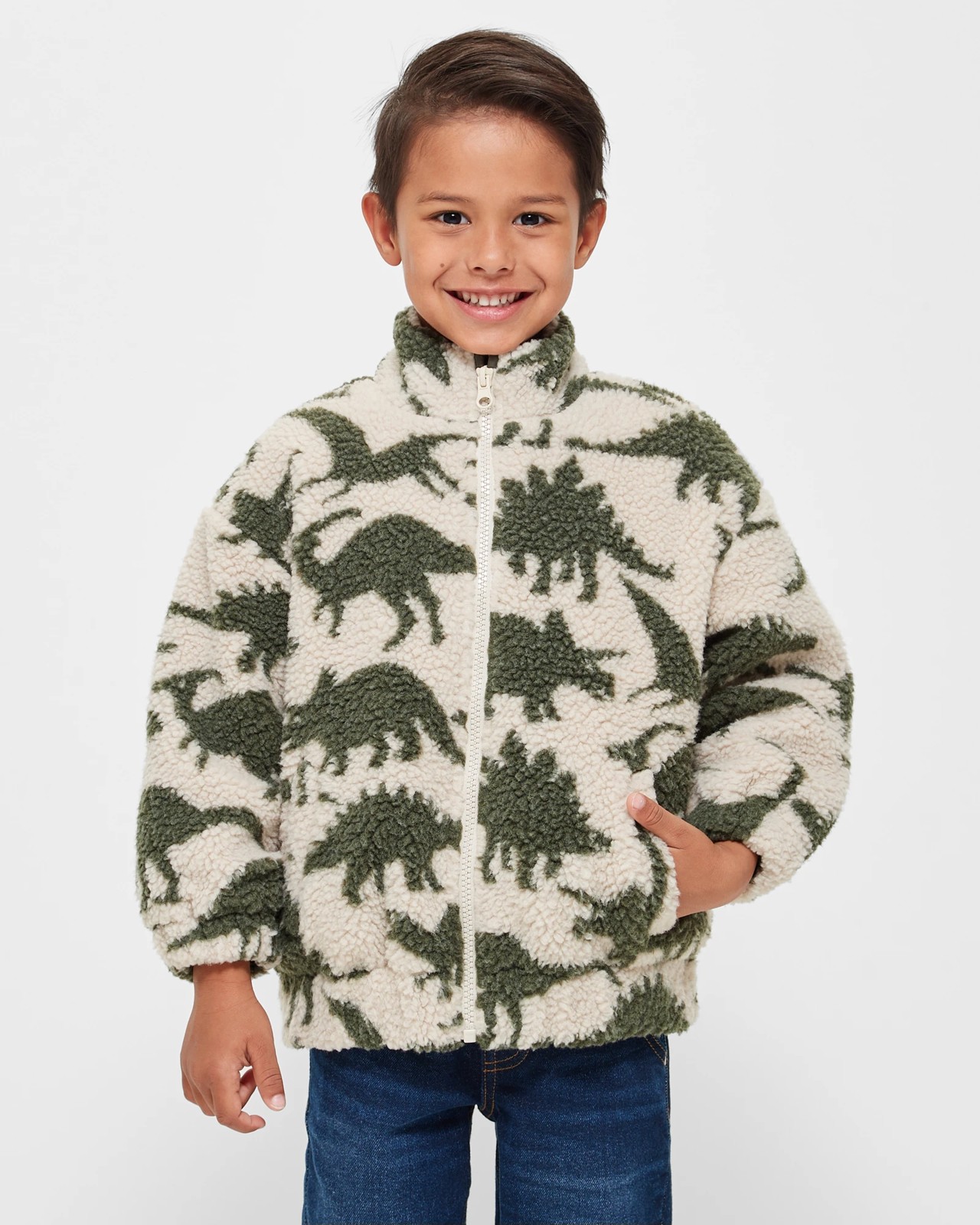 Zip Thru Teddy Fleece Dinosaur Jacket Target Australia