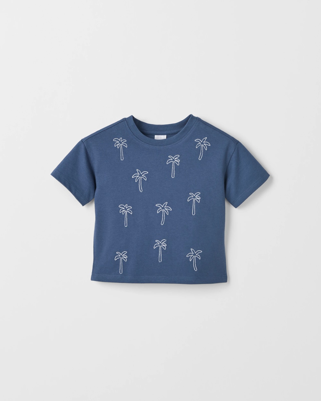 Baby Organic Cotton Embroidered T-Shirt - Palm Trees Navy 5 of 6