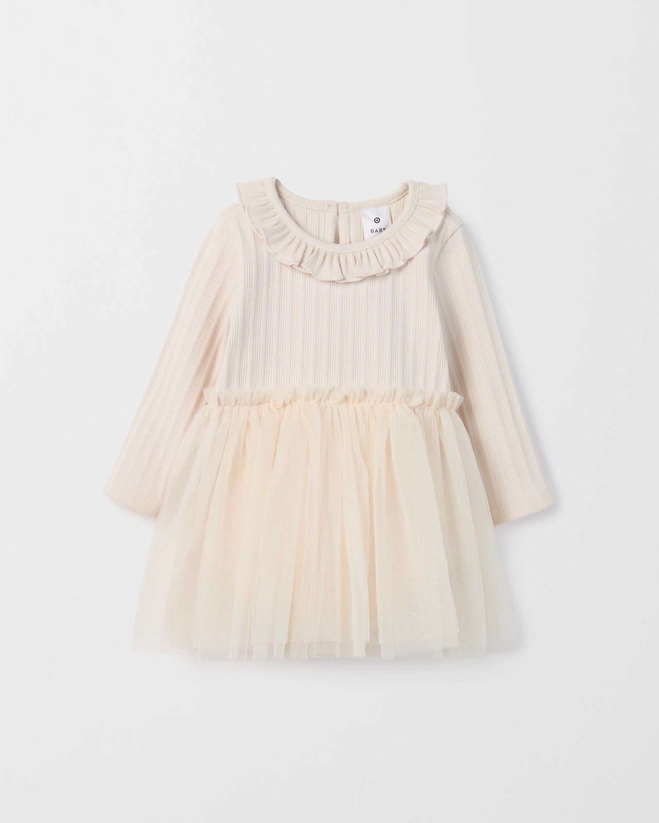 Baby Girl Long Sleeve Rib Tutu Dress Bodysuit 3 of 4