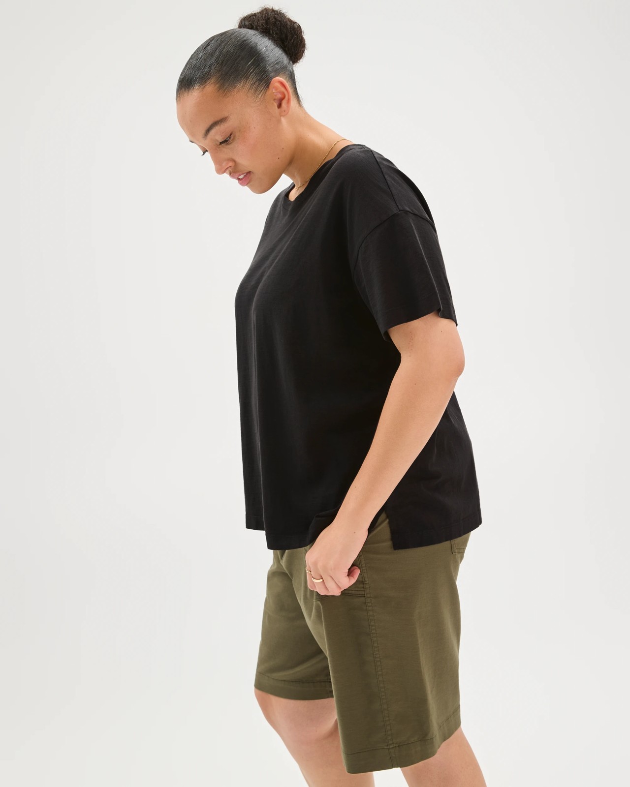 Plus Size Australian Cotton Slub Boxy T-Shirt - Black 5 of 6