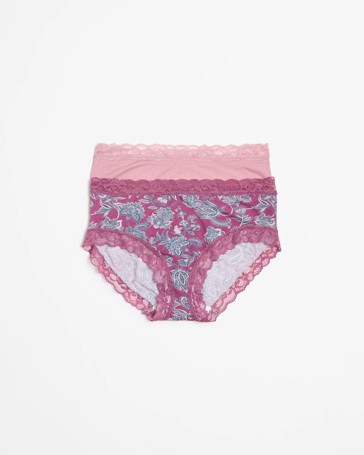 2 Pack Modal and Lace Midi Briefs