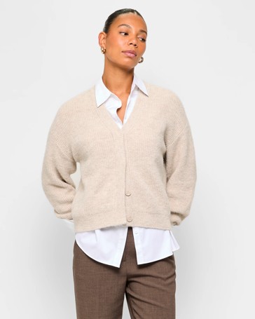 Long Sleeve Plush Balloon Cardigan - Preview