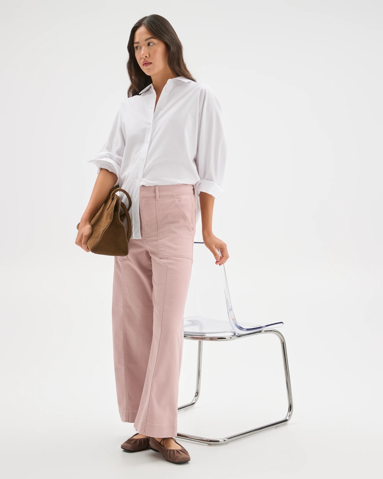 Australian Cotton Blend Stretch Twill Wide Leg Pants 6 of 6