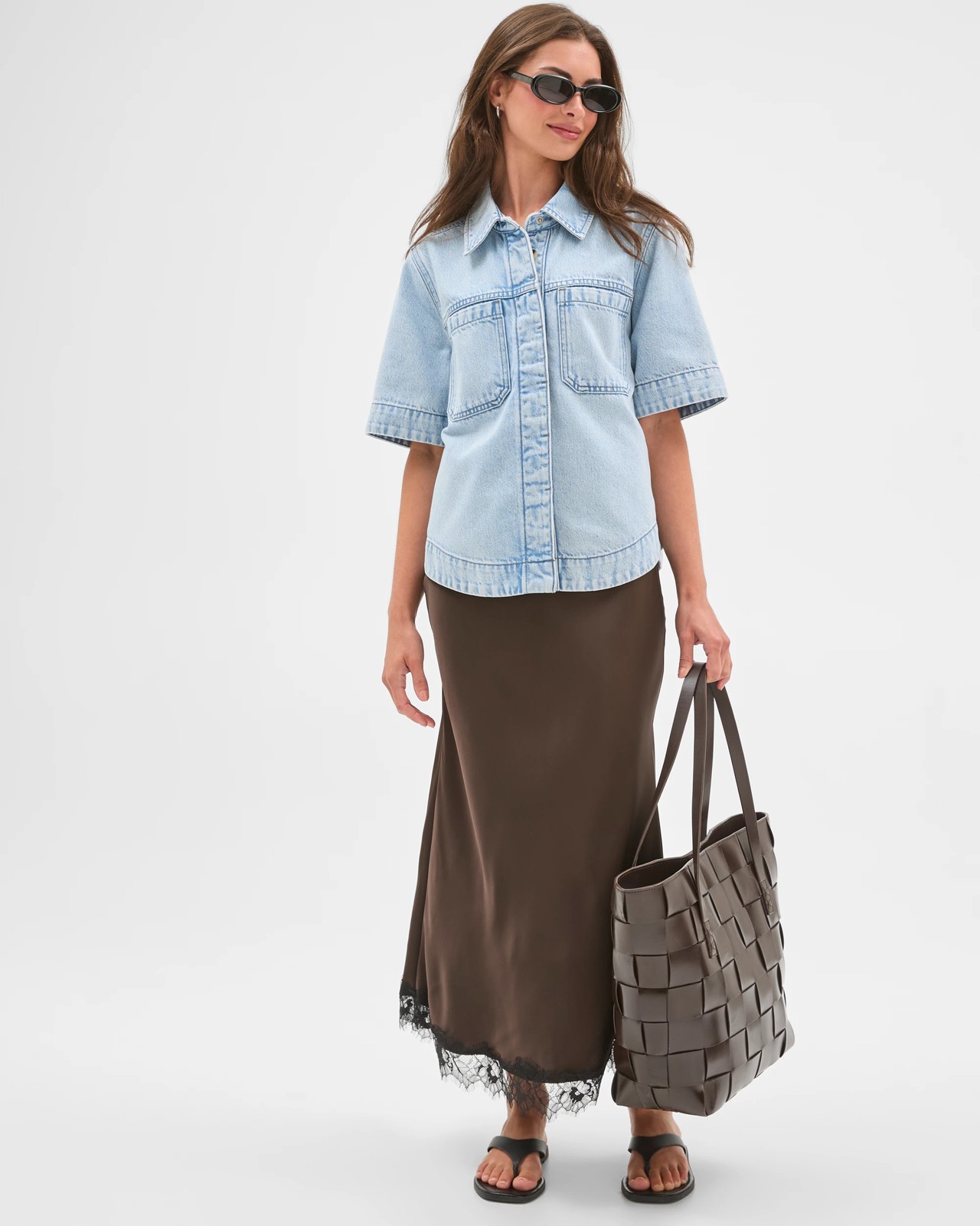 Petites Concealed Placket Denim Jacket 2 of 5