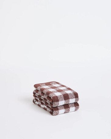 Georgie Australian Cotton Gingham 2 Pack Hand Towel - French Toast