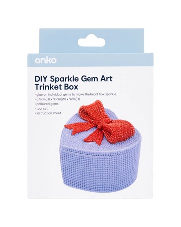 Anko DIY Sparkle Gem Art Trinket Box - Heart