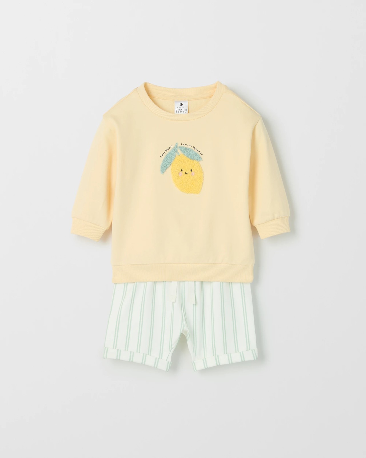 Organic Cotton Jumper and Shorts Set - Lemon 4 of 6