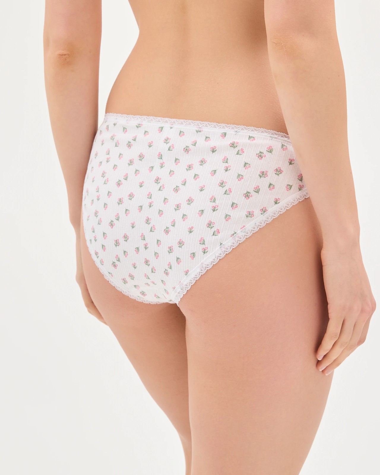 Lily Loves Australian Cotton Blend 3 Pack Pointelle Bikini Briefs  - Wild Rose Parfait Pink Ditsy Print 4 of 4