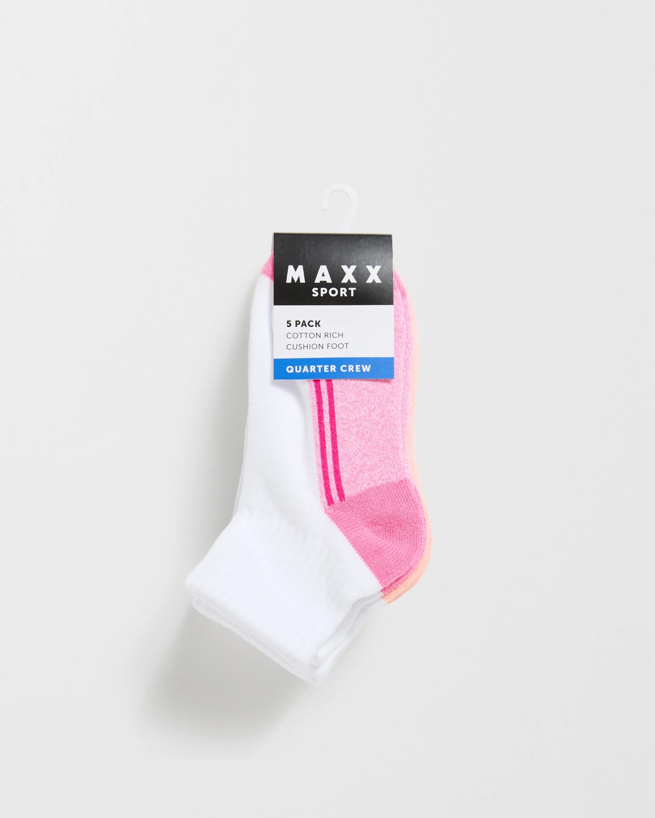 Maxx Cotton Blend 5 Pack Quarter Crew Sport Socks - White 3 of 3
