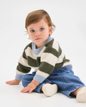 Baby Organic Cotton Chunky Rib Knit Jumper