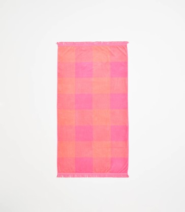 Jacquard Beach Towel - Albie Check Pink