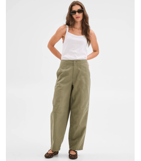 Petites Australian Cotton Blend Soft Barrel Leg Pants
