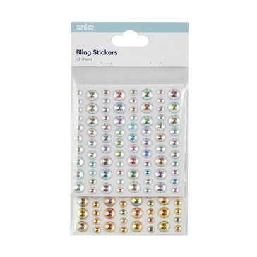2 Sheets Bling Stickers, Metallic - Anko
