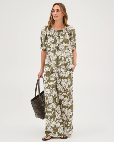 Short Sleeve Shirred Neck Top