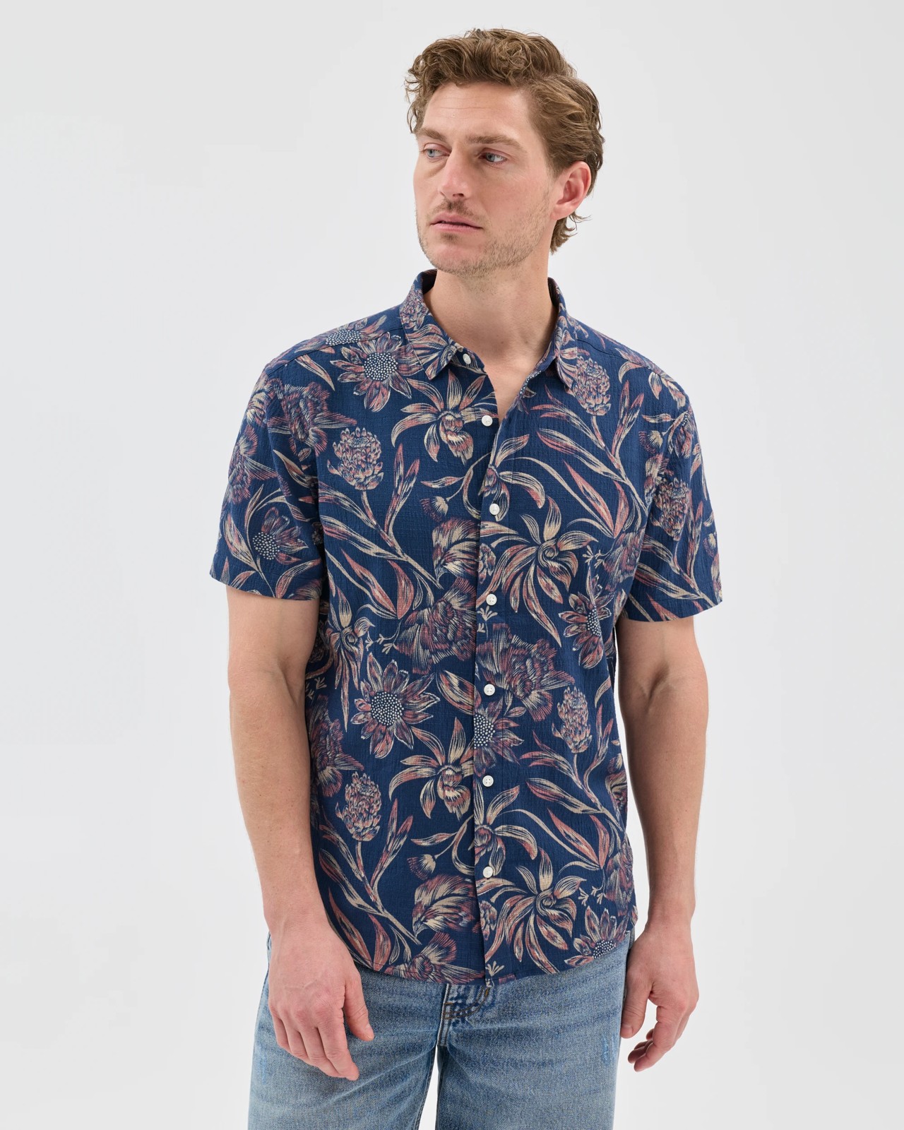 Australian Cotton Short Sleeve Crinkle Floral Shirt 5 of 5