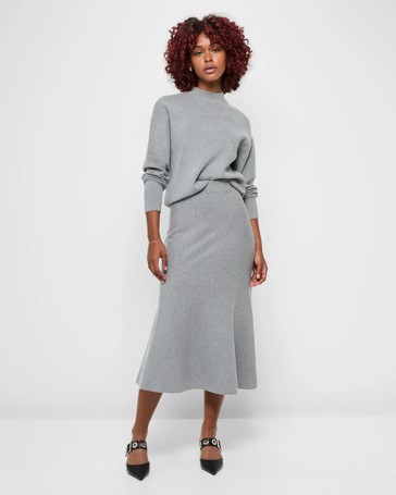 Petites Knit Fit and Flare Midi Skirt