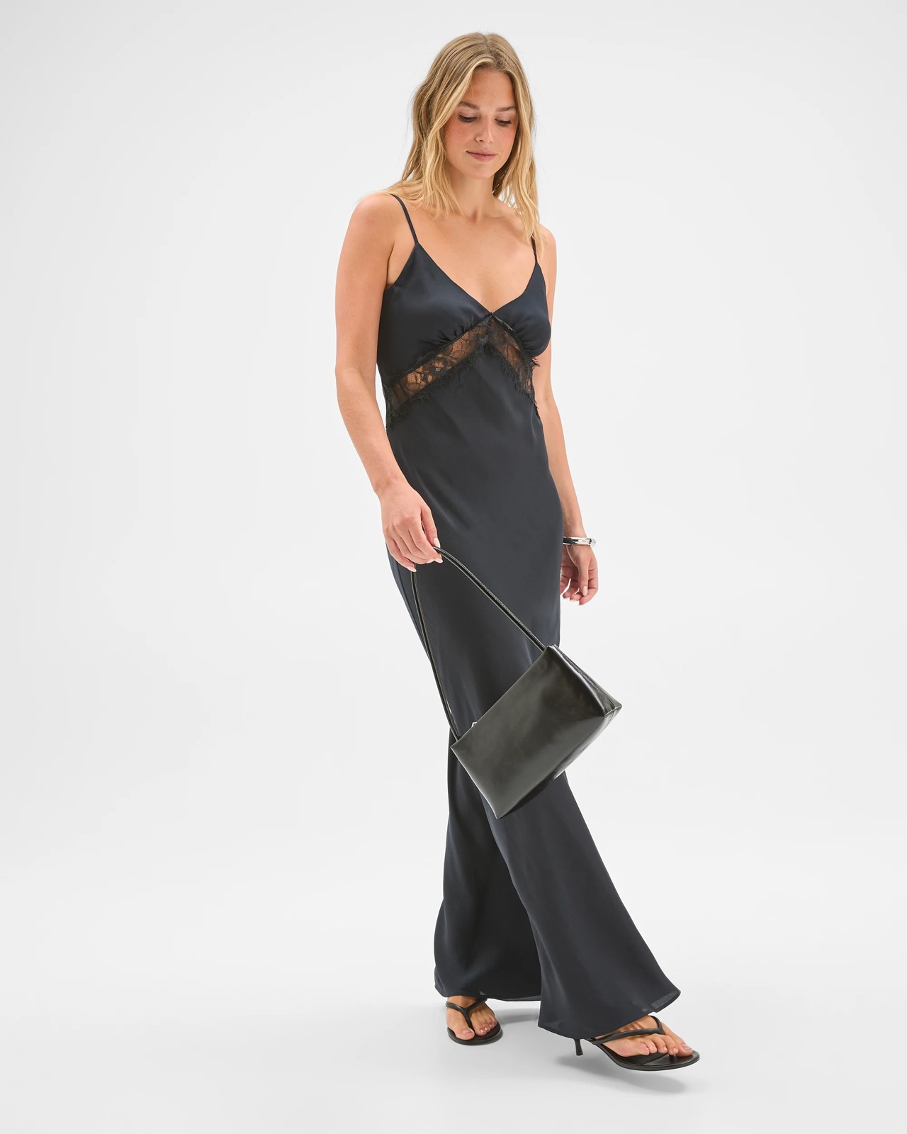 Lily Loves Lace Trim Satin Maxi Dress 3 of 5