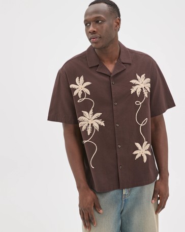 Commons Australian Cotton Short Sleeve Embroidered Boxy Fit Shirt