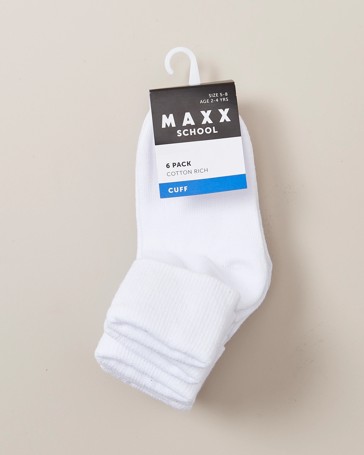 6 Pack Maxx School Cuffed Socks