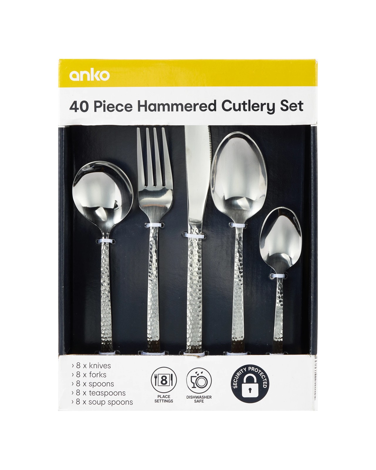Anko 40 Piece Hammered Cutlery Set 5 of 6