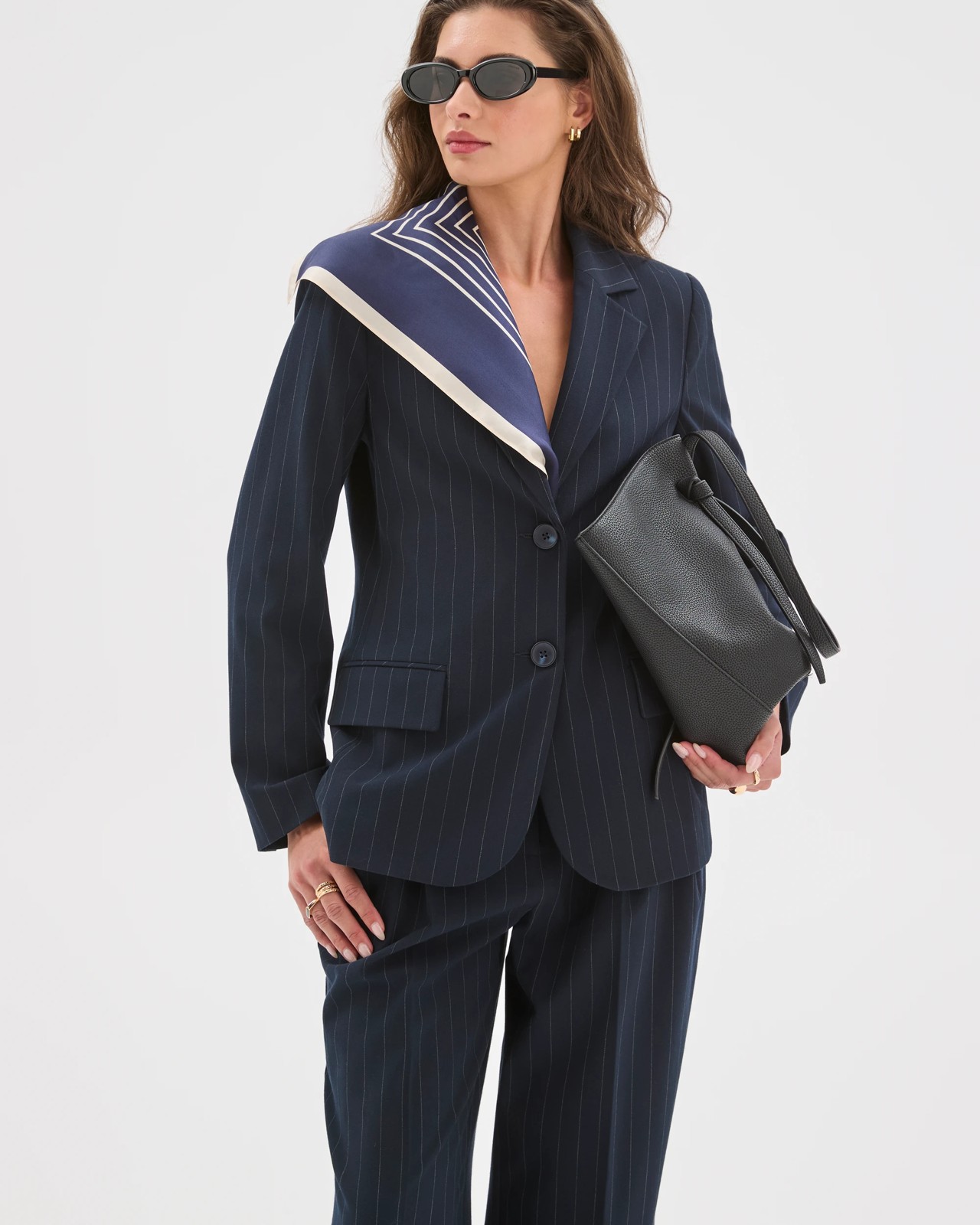 Petites Pinstripe Tailored Pants 2 of 5