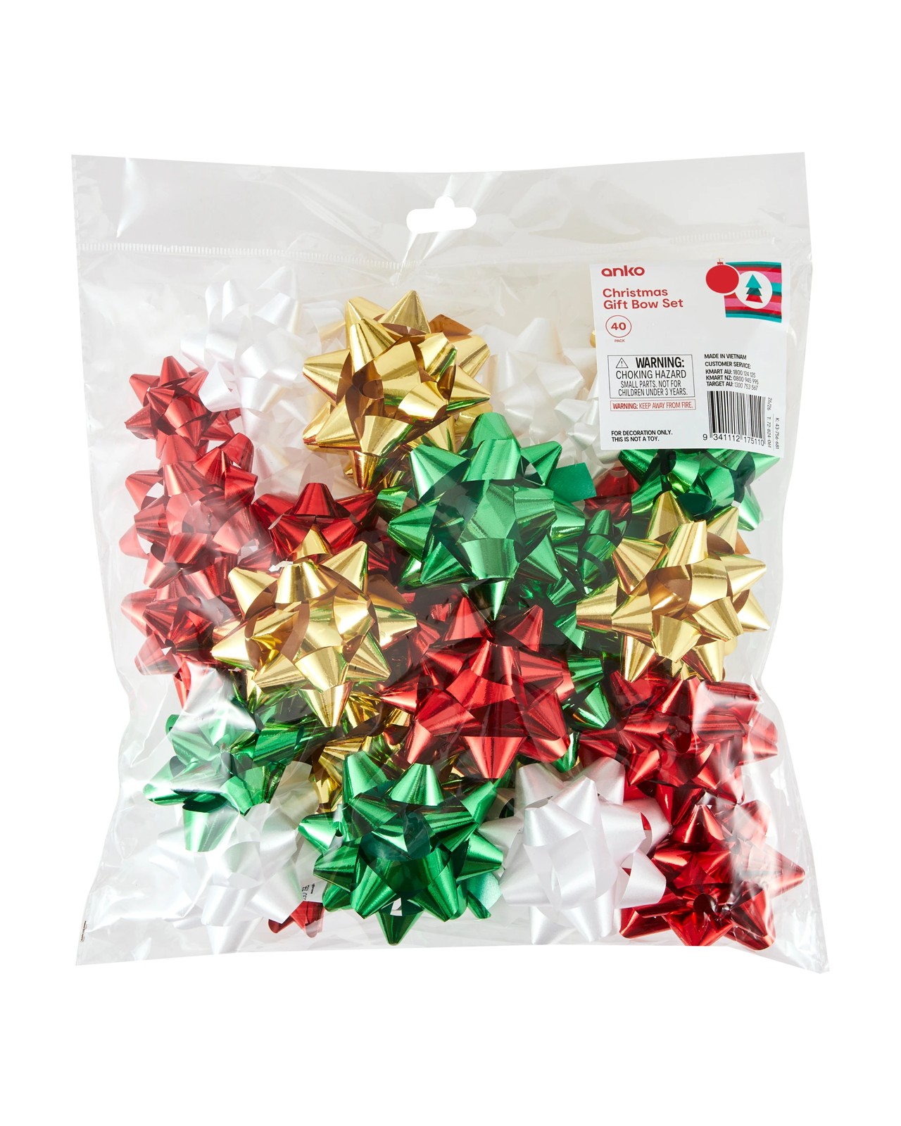 Anko 40 Pack Christmas Gift Bow Set 6 of 6