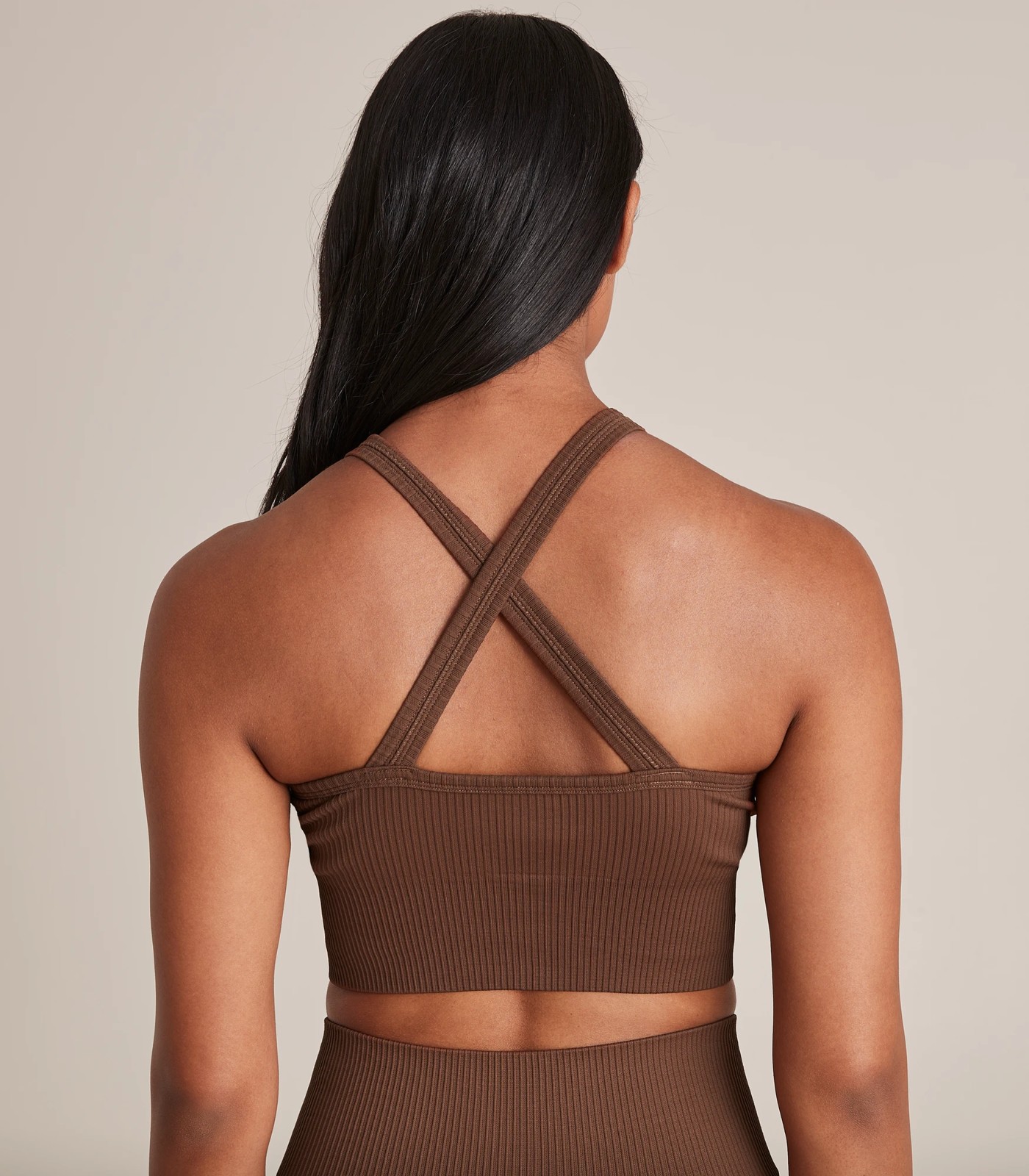 Active Seamfree Ribbed Longline Crop Top - Taupe