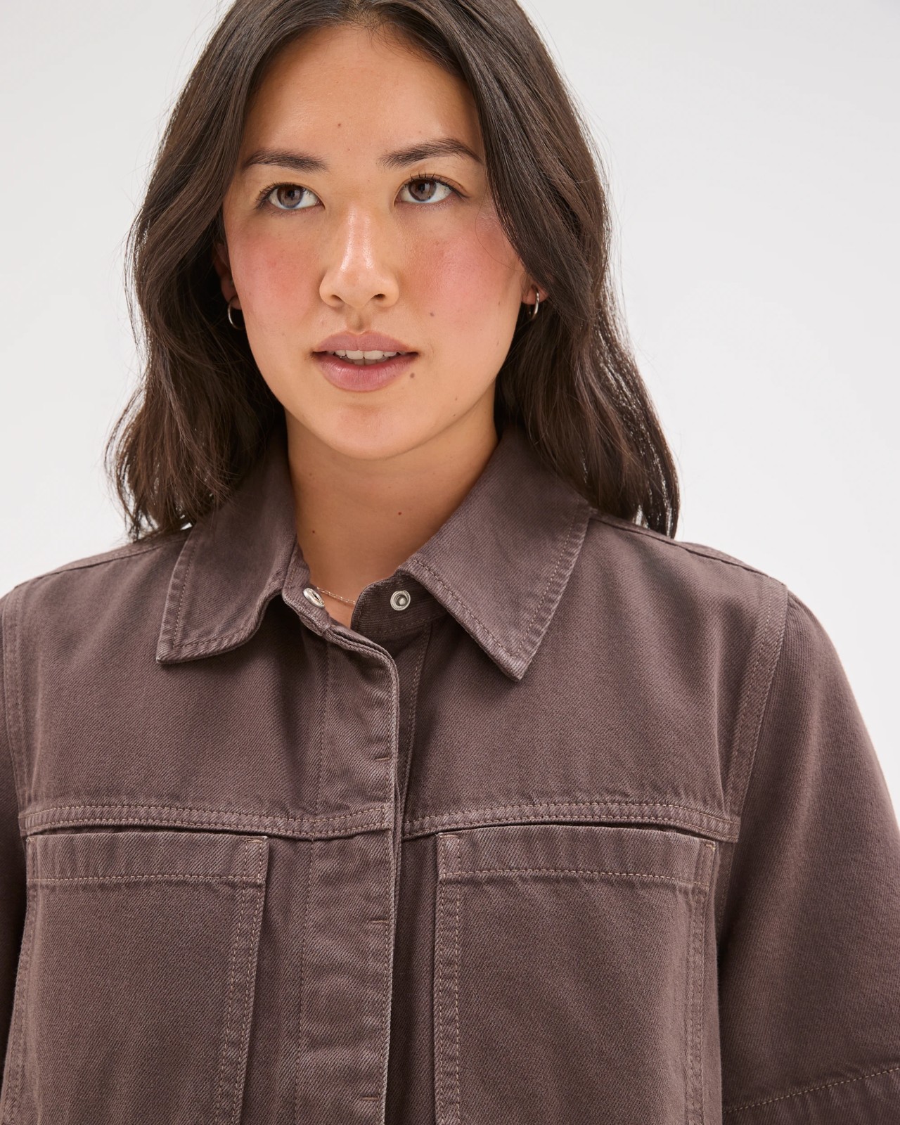 Short Sleeve Concealed Placket Denim Shirt 3 of 6