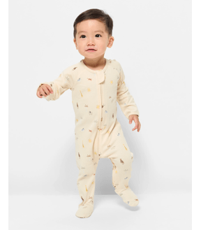Baby Organic Cotton Rib Zip Coverall