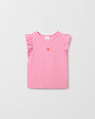 Australian Cotton Ruffle Sleeve Rib Tank Top