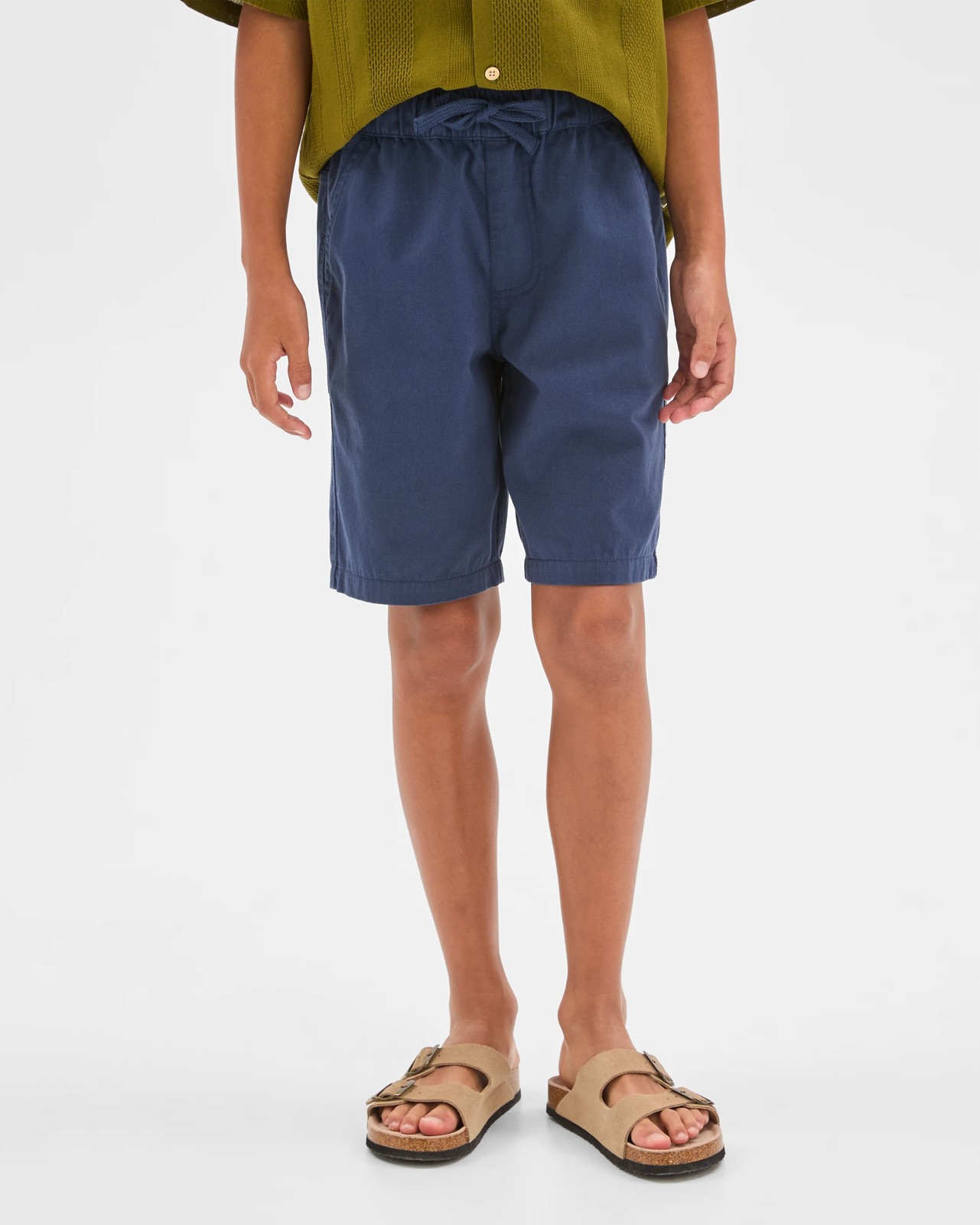Elastic Waist Chino Shorts - Navy 3 of 6