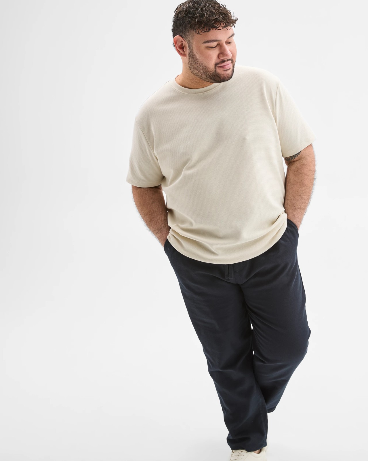 Plus Size Australian Cotton Blend Textured T-Shirt  - Birch 5 of 6