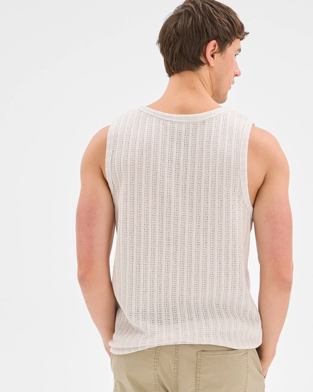 Commons Australian Cotton Blend Textured Tank Top - Washed White 6 of 6