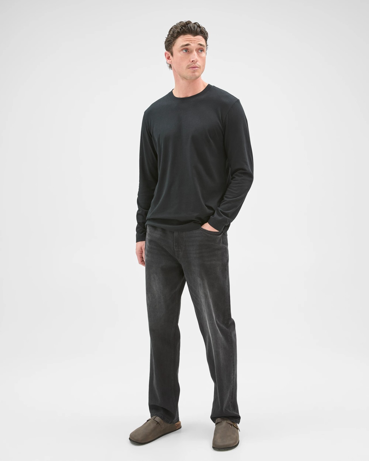 Australian Cotton Long Sleeve T-Shirt - Black 2 of 5