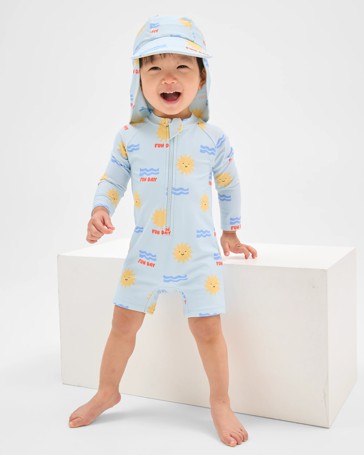 Baby Unitard and Hat 2 Piece Swim Set
