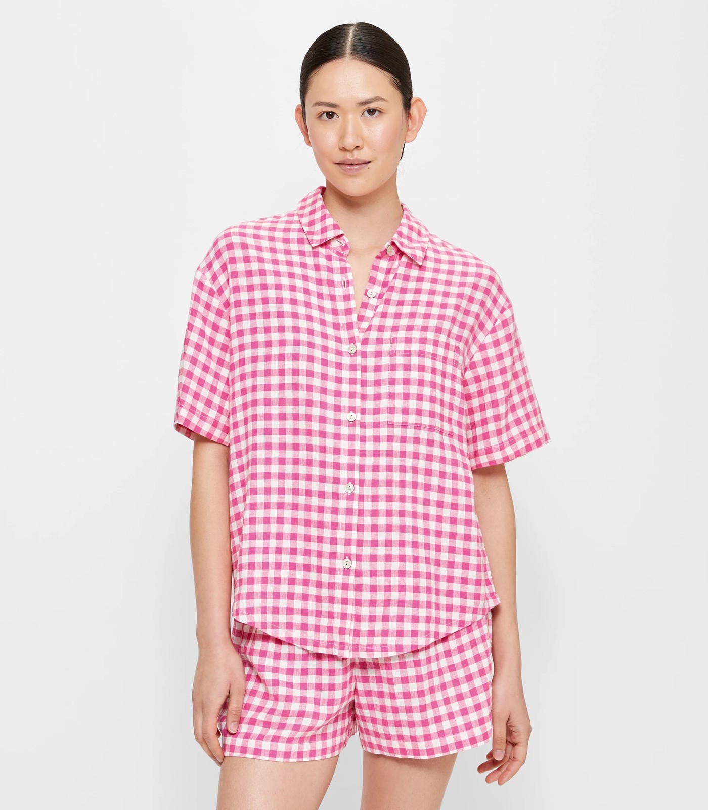 Linen-Blend Short Pajama Set