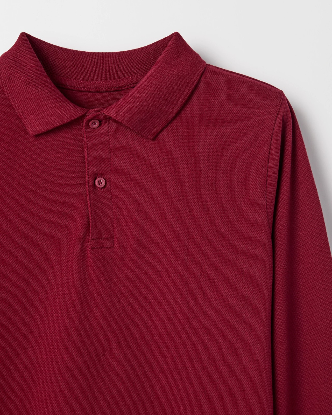Australian Cotton School Long Sleeve Polo Top - Burgundy 2 of 3