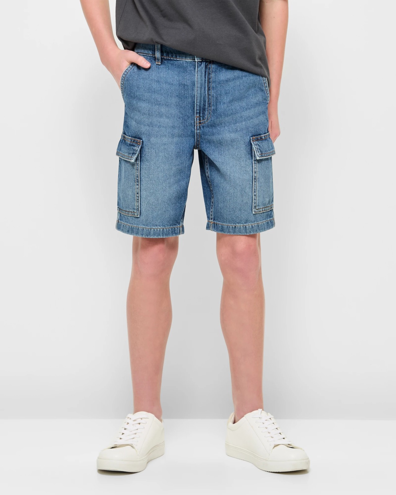 Denim Cargo Shorts Mid Wash Target Australia