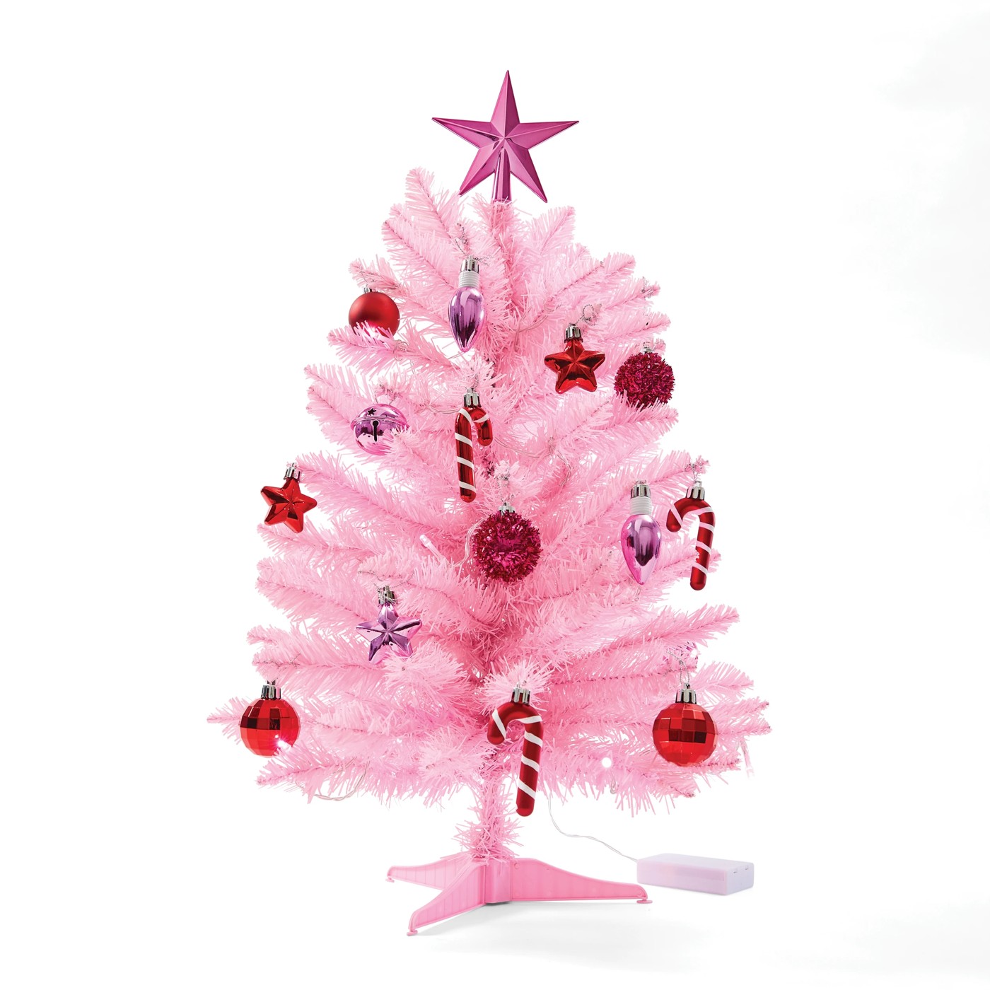 Anko 60cm (2ft) Light Up Mini Pink Christmas Tree 2 of 5