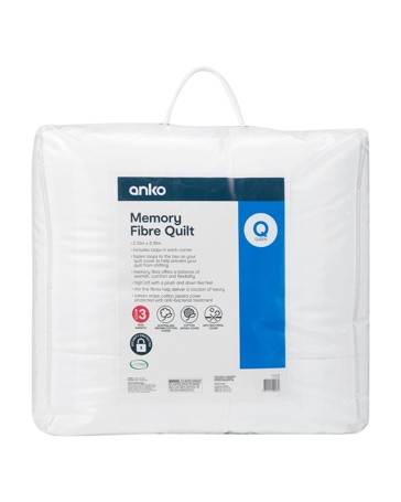 Anko Memory Fibre Quilt - Queen Bed, White