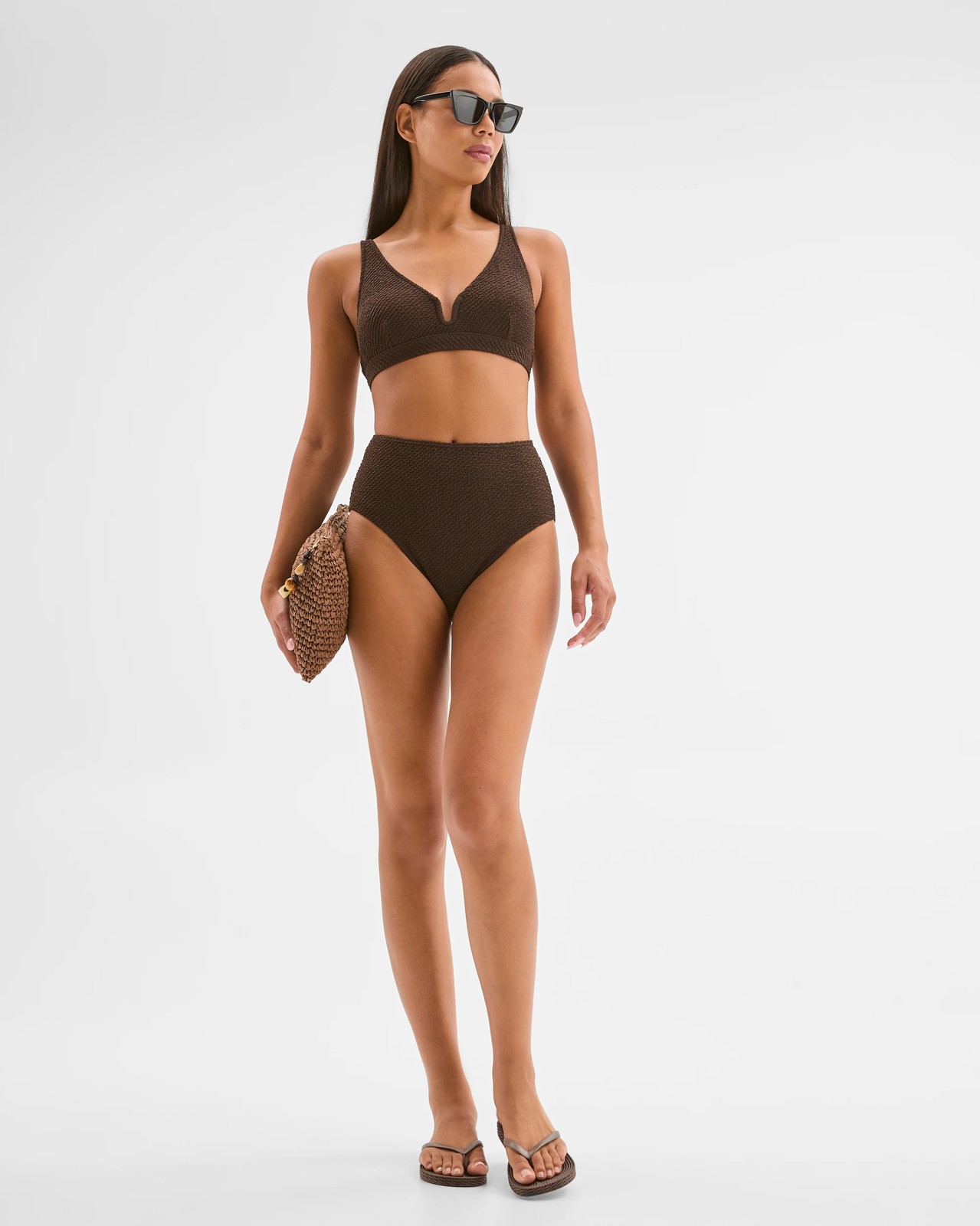 Resort High Waisted Textured Bikini Bottoms 2 of 5