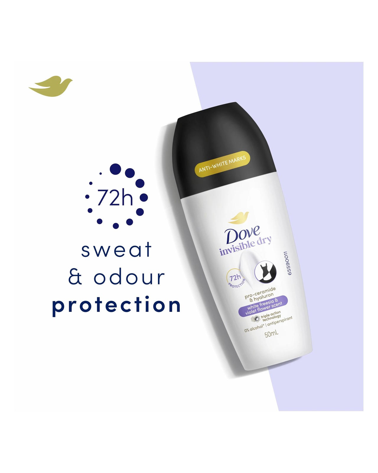 Dove Advanced Care Go Fresh Antiperspirant Deodorant Roll-On 50ml - Pro-Ceramide and Calendula, White Freesia Scent 3 of 5