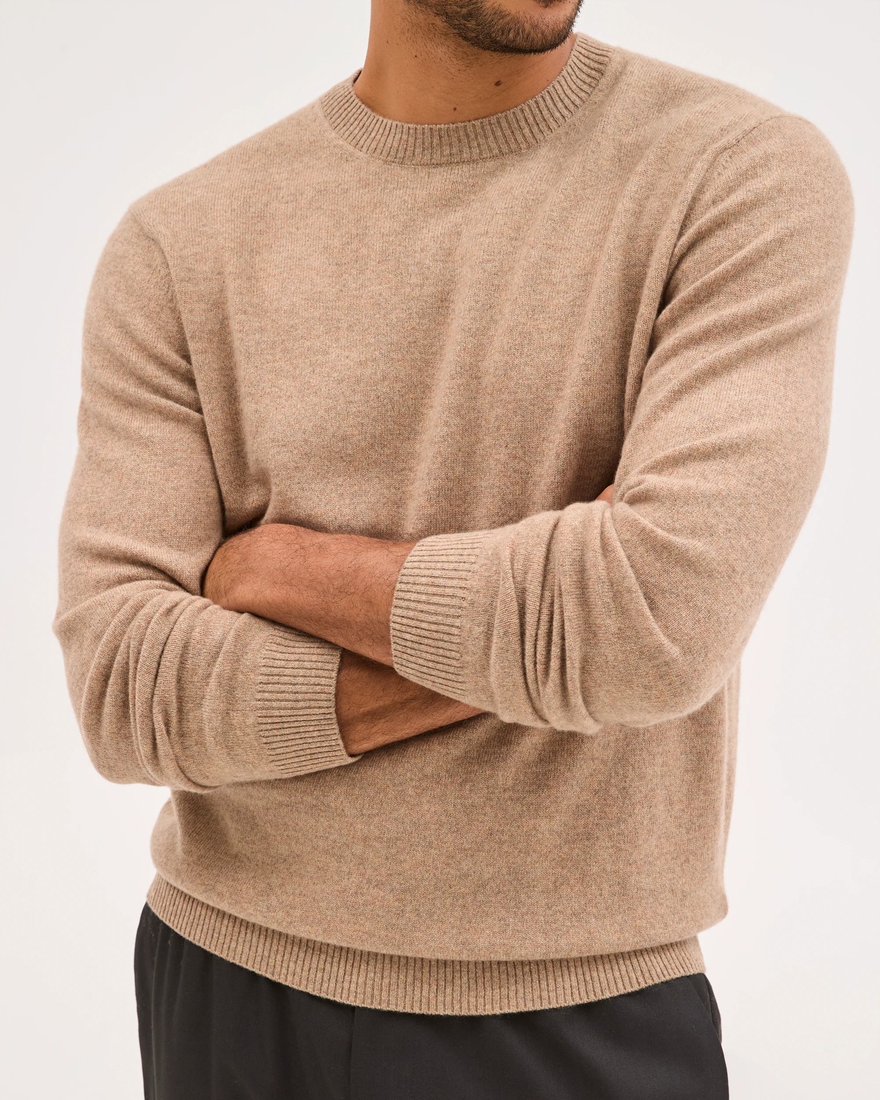 Preview Cashmere Crew Neck Knit Jumper - Oatmeal 5 of 6