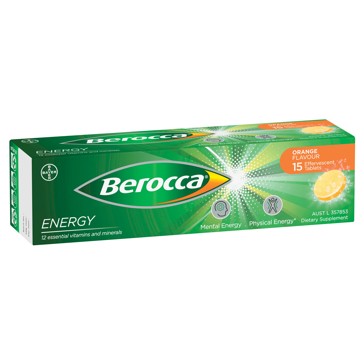 15 Pack Berroca Energy Orange Flavour Effervescent Tablets