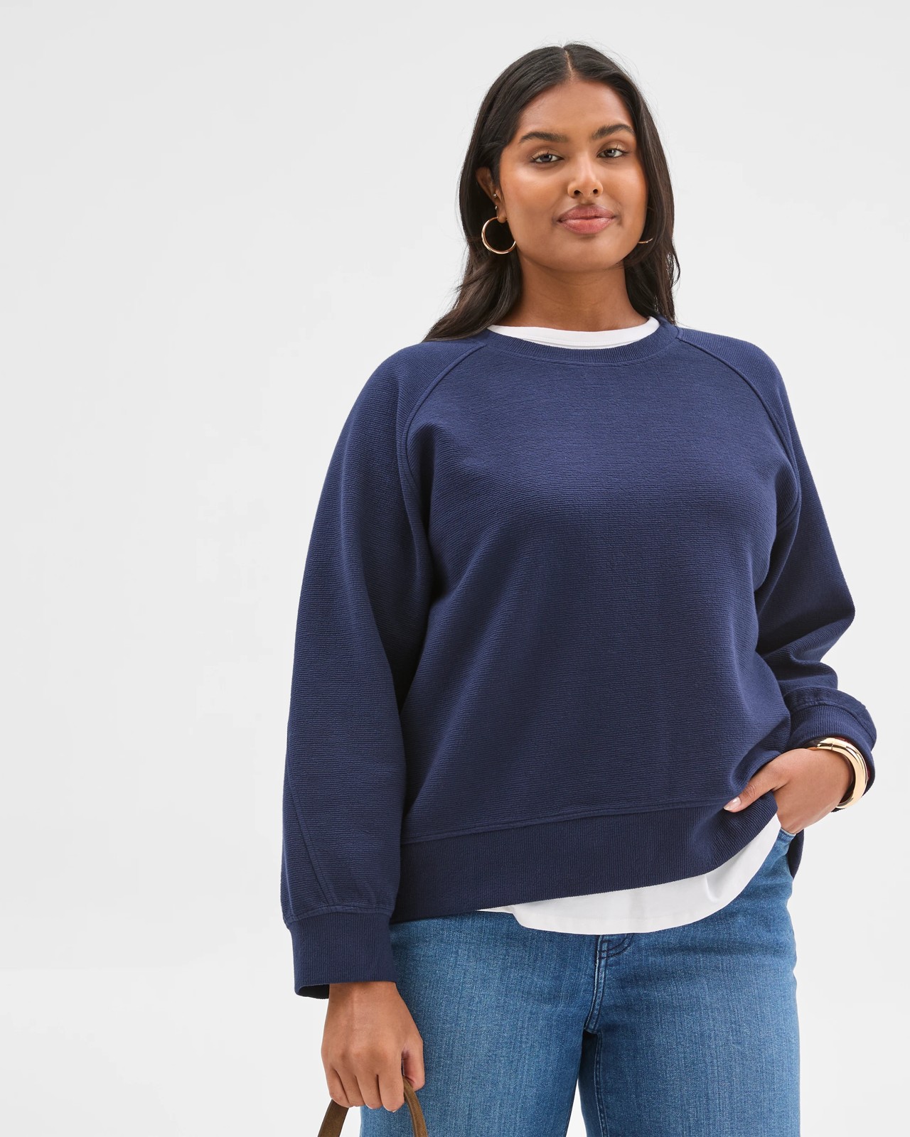 Plus Size Australian Cotton Blend Textured Knit Cocoon Jumper 2 of 5