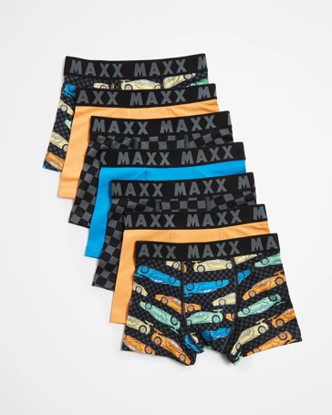 Boys Maxx Cars Print Trunks 7 Pack