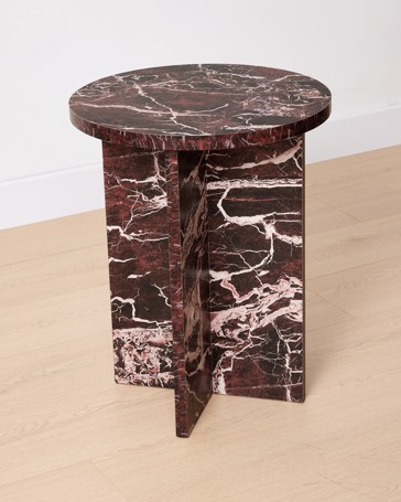 Anko Round Marble Look Side Table - Red