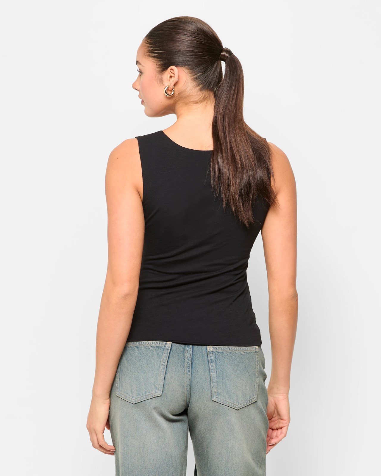 Lily Loves Australian Cotton Double Layer Boat Neck Tank Top - Black 4 of 6