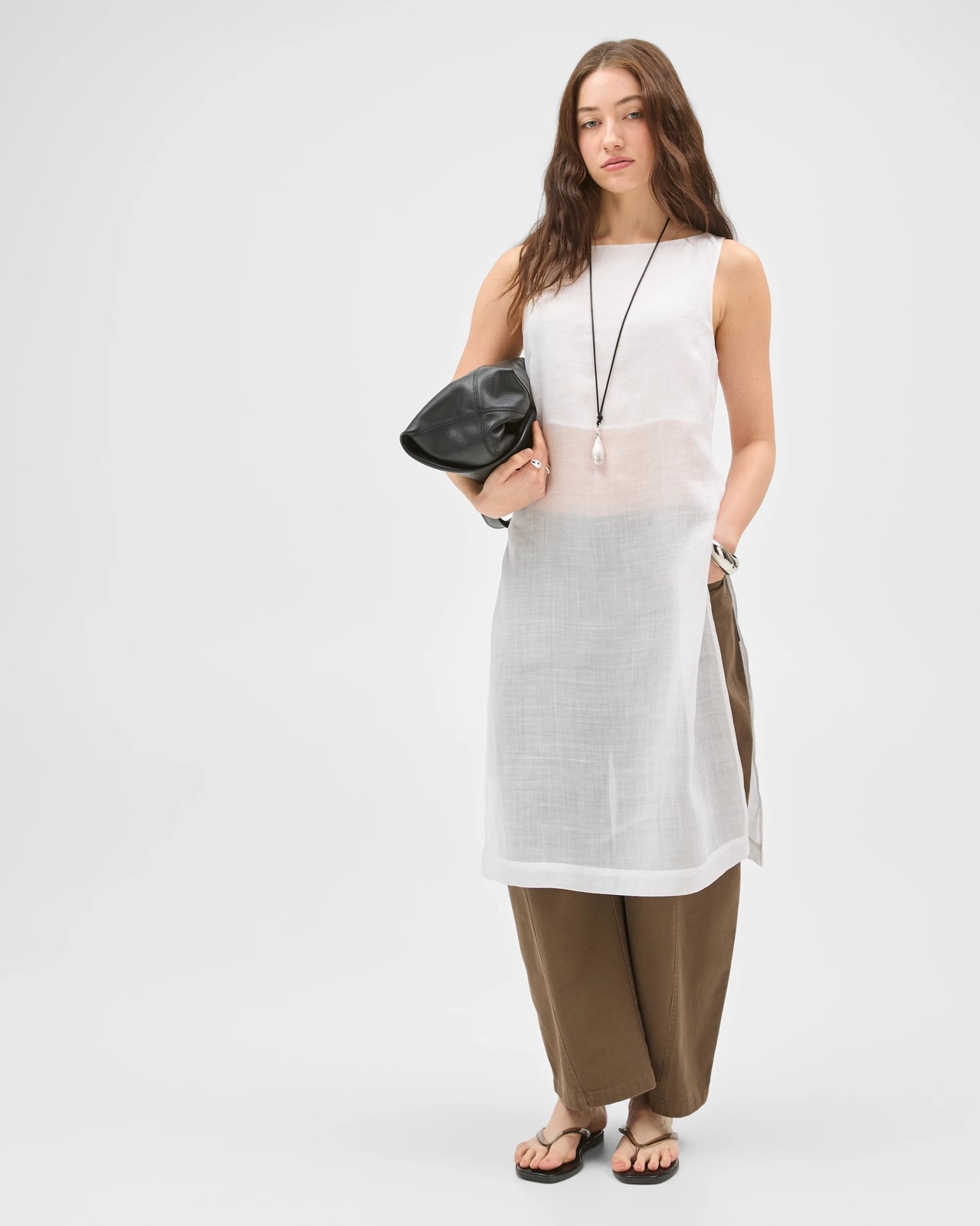 Lily Loves Sheer Tunic Top - Pale Oat 4 of 6