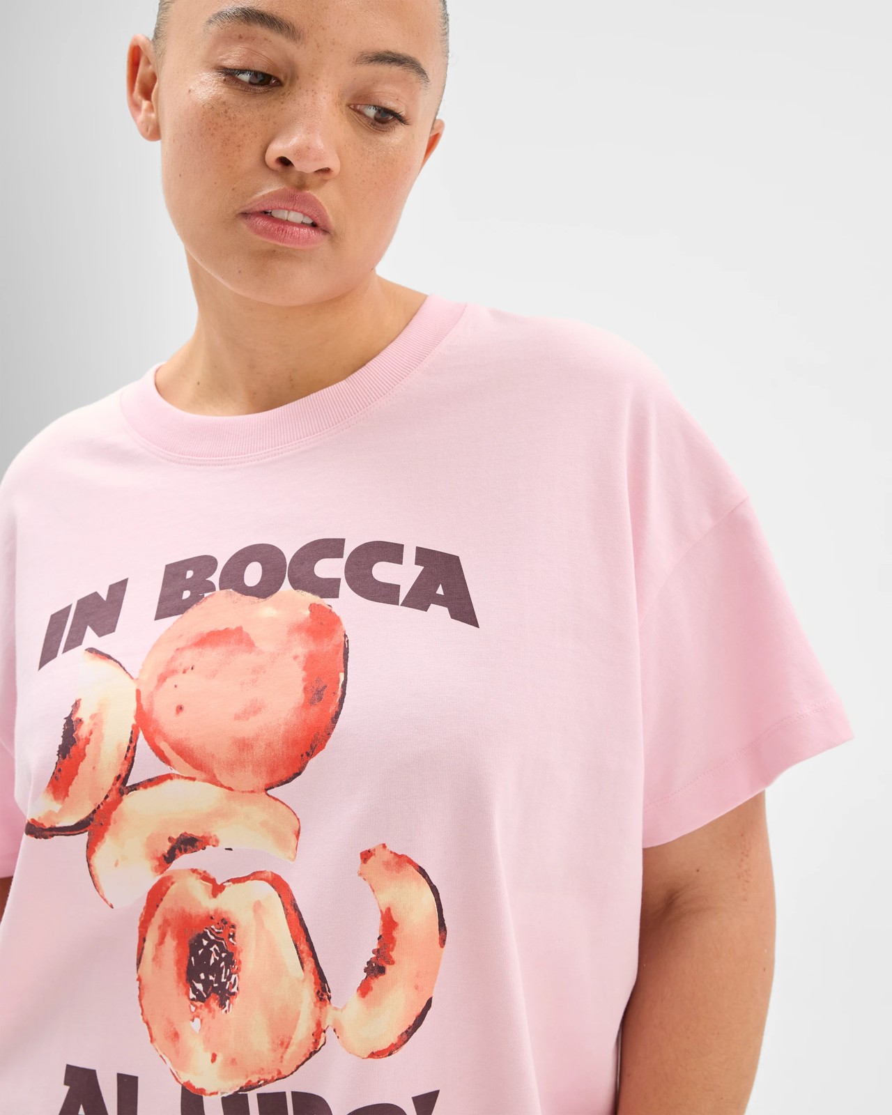 Plus Size Australian Cotton Graphic Split Hem T-Shirt - Pink Bocca Print 5 of 5